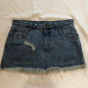 Free people frayed jean skirt